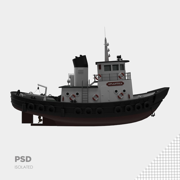 close up on ship 3d isolated premium psd