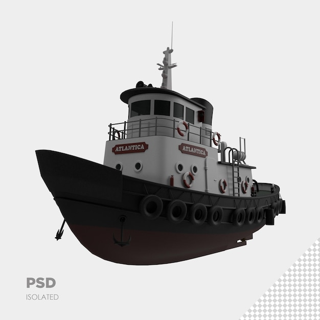 PSD close up on ship 3d isolated premium psd