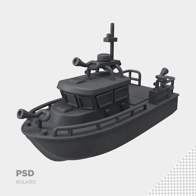 PSD close up on ship 3d isolated premium psd