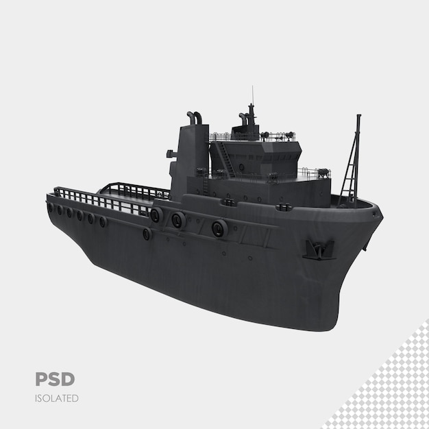 PSD close up on ship 3d isolated premium psd