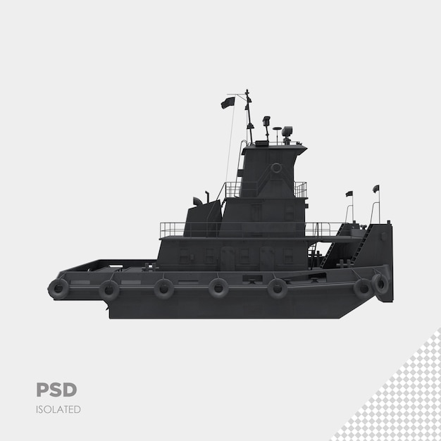 PSD close up on ship 3d isolated premium psd