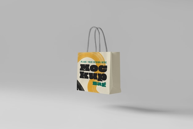 Close up on shopping bag mockup with scribbled style