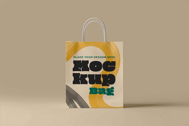 Close up on shopping bag mockup with scribbled style