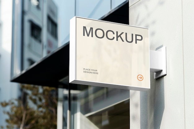 Close up on signage wall mockup