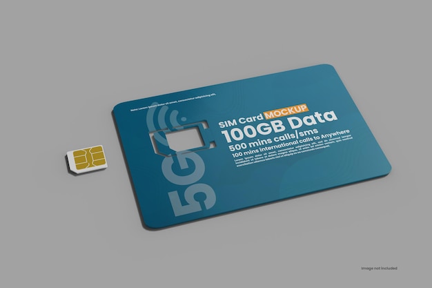 Primo piano su sim card mockup