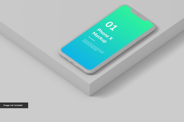 スマートフォンの画面のモックアップをクローズアップ