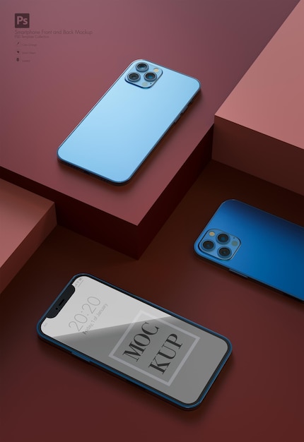 Close up on smartphone mockup isolated