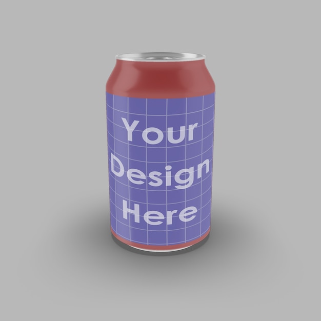 Close up on soda can mockup isolated