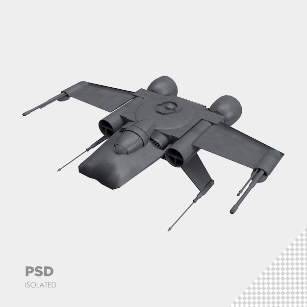 PSD close up on spaceship 3d isolated premium psd