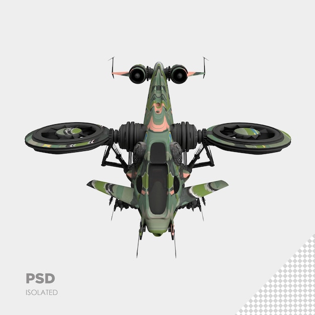 PSD close up on spaceship 3d isolated premium psd