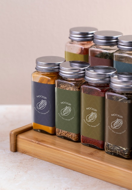 close up on spice jar mockup