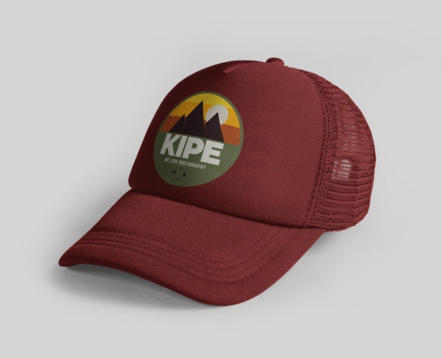 Close up on sports cap logo mockup isolated