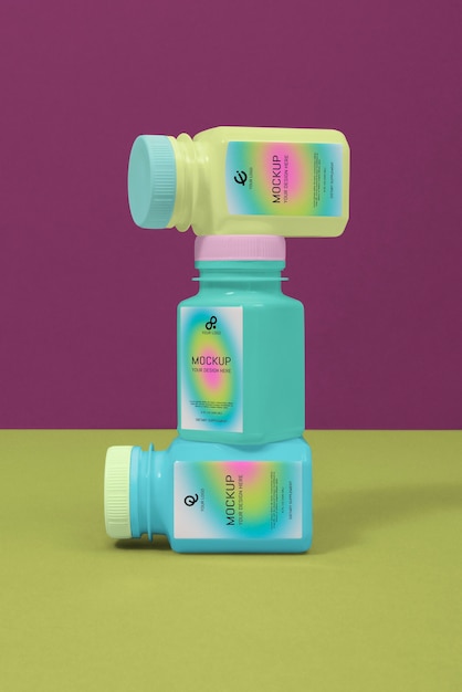 Close up on square bottle mockup design