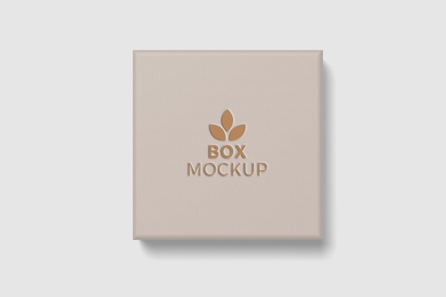 PSD close up on square box mockup isolated