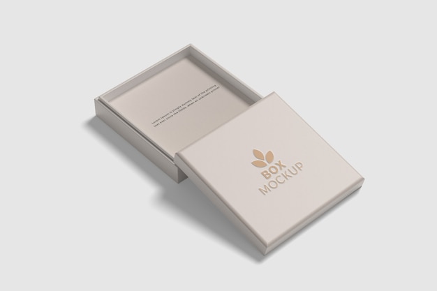 Close up on square box mockup isolated
