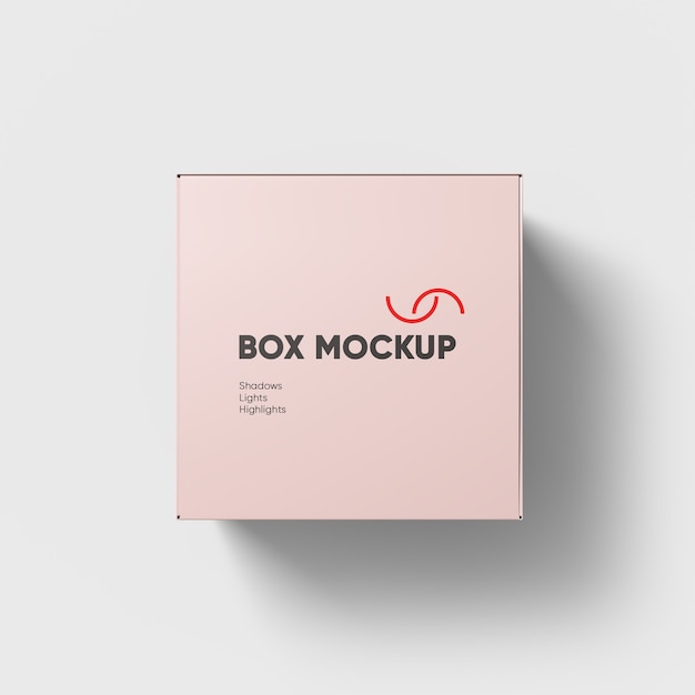 PSD close up on square box mockup isolated