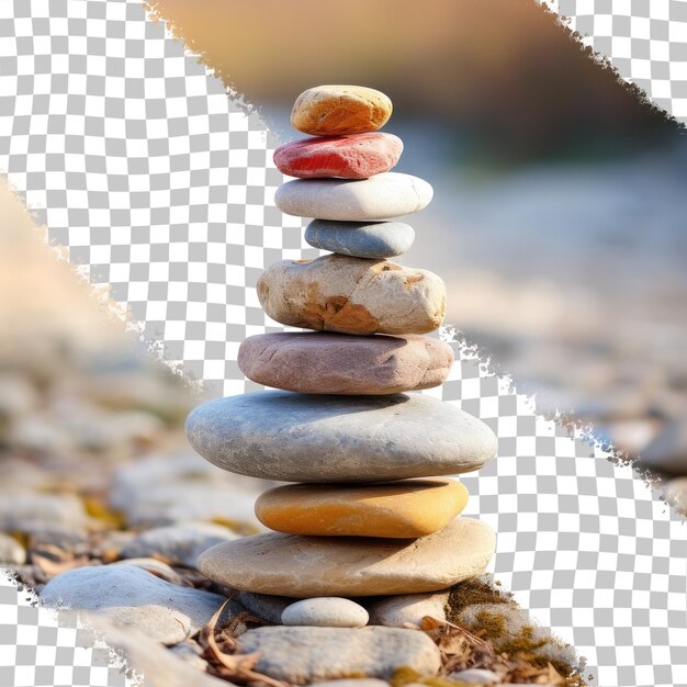 PSD close up of stacked stones on the ground for a transparent background or wallpaper