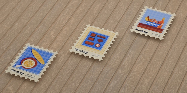 PSD close up on stamps mockup