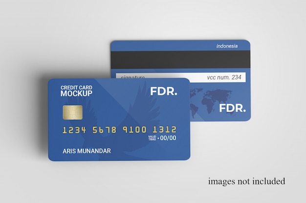 Close up on standing credit cards mockup