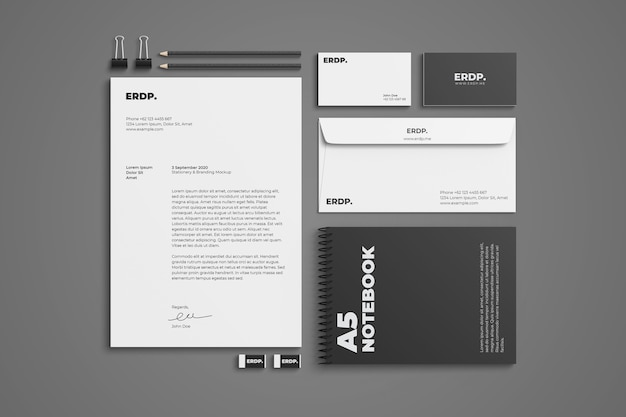 Primo piano su stationery mockup isolato