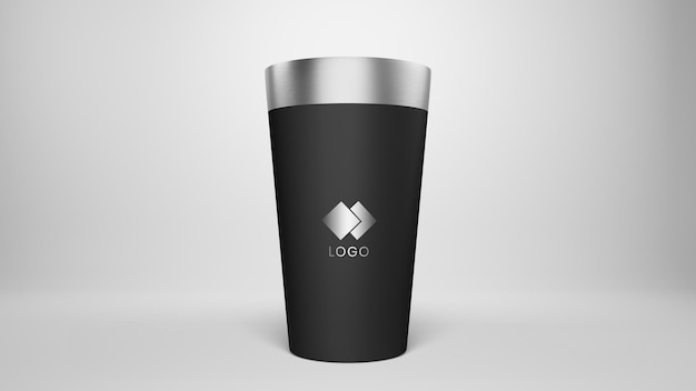 PSD close up on steel corporative cup mockup