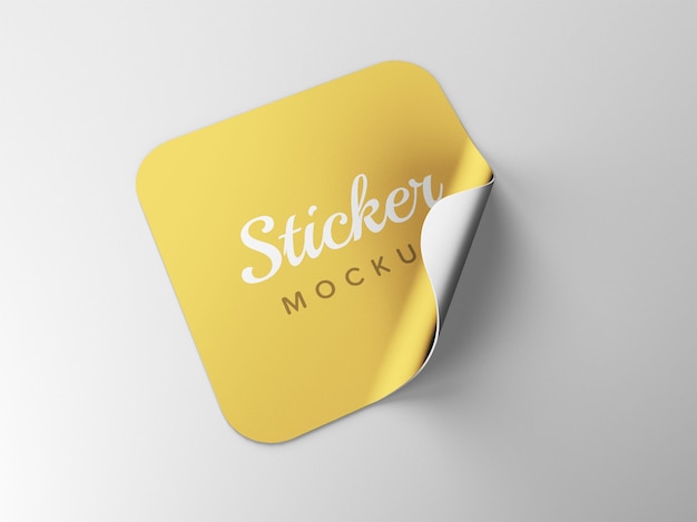 Close up on sticker mockup isolated