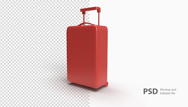 PSD close up on suitcase isolated in 3d rendering