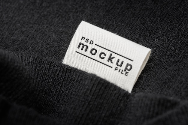 PSD close up on sweater label mockup