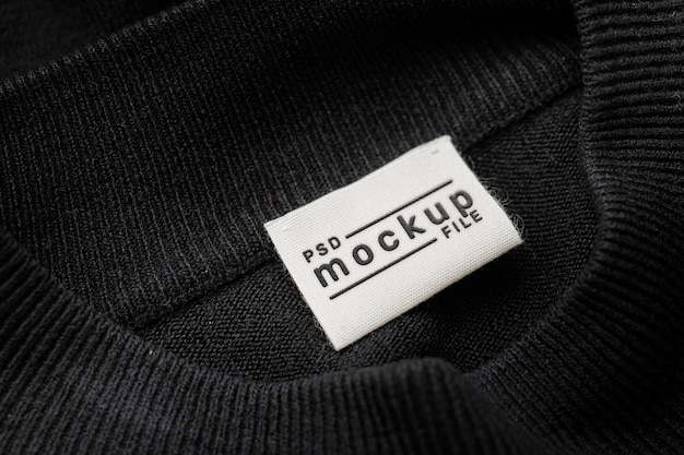 PSD close up on sweater label mockup