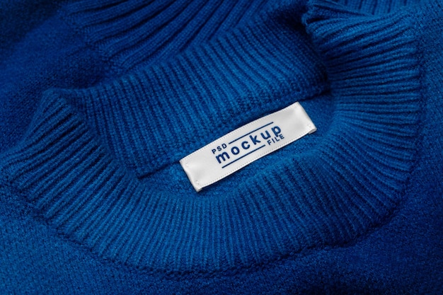 PSD close up on sweater label mockup