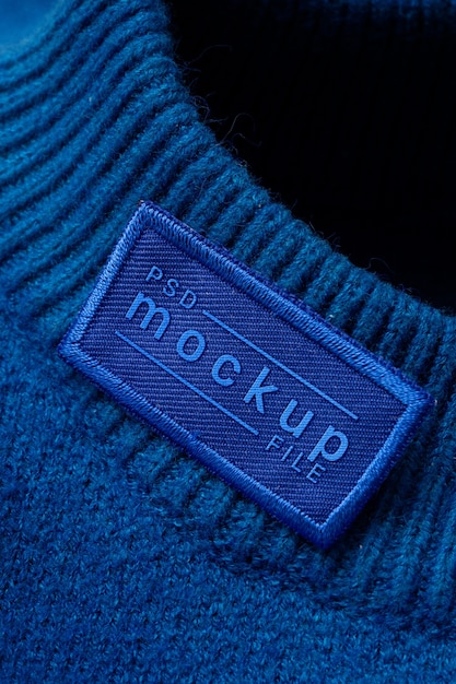 PSD close up on sweater label mockup