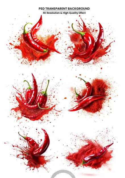 Close up of a sweet pointed red pepper with paprika powder on a white background