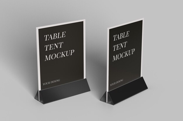 Close up on table tent mockup design isolated