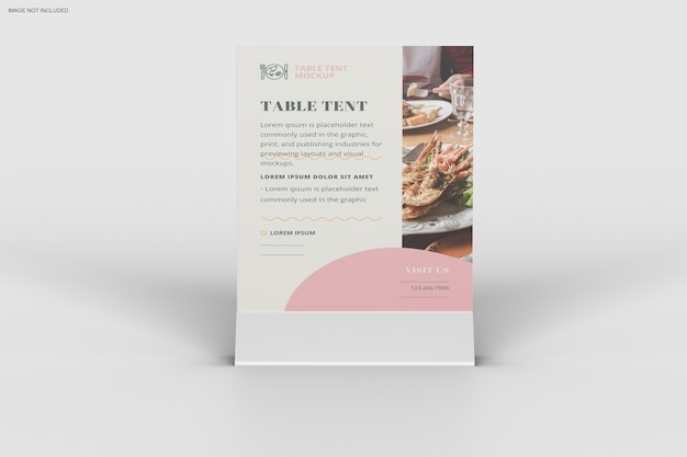 PSD close up on table tent mockup design