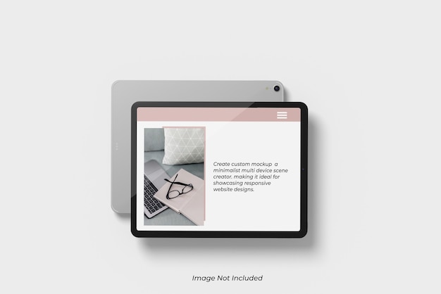 Close up on Tablet Device Mockup Isolated