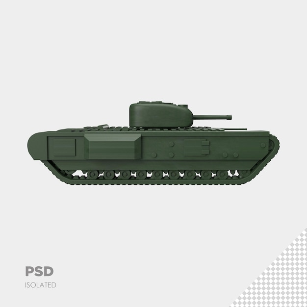 PSD close up on tank military isolated rendering