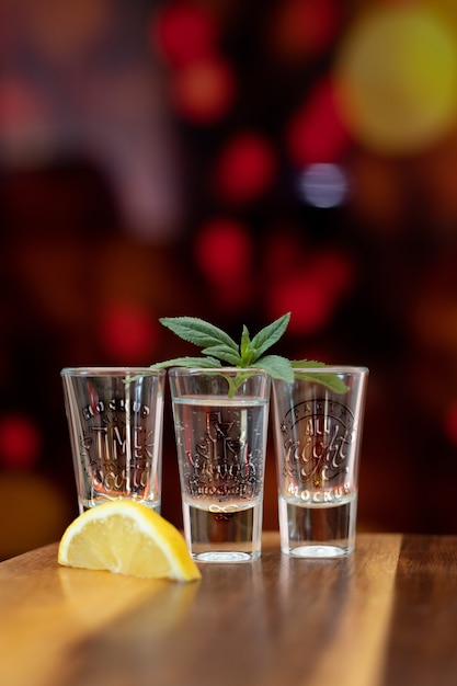 PSD close up on tequila shot glass mockup