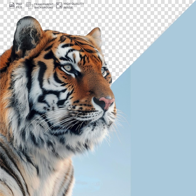 PSD close up tiger transparent background