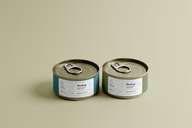 PSD close up tin can package mockup