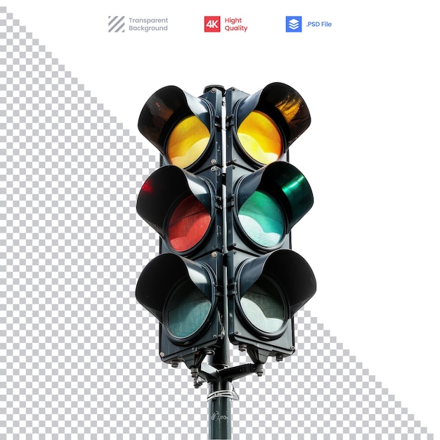 PSD close up of a traffic light on a pole
