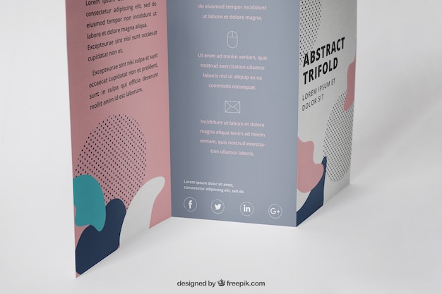 PSD close up trifold brochure mockup