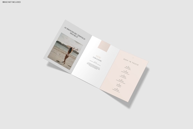 close up on trifold mockup brochure isolated