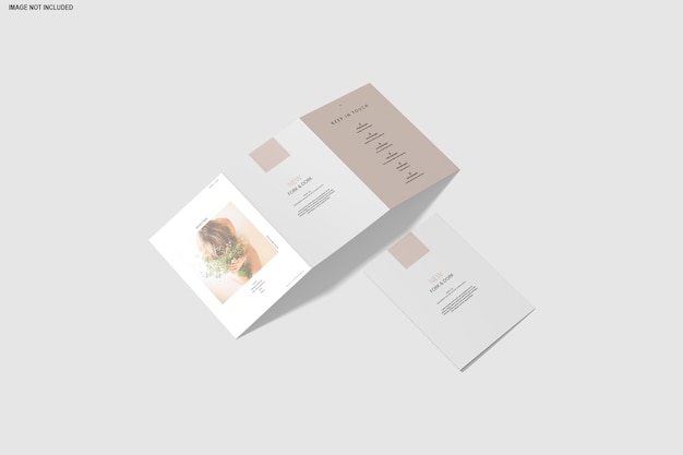 PSD close up on trifold mockup brochure isolated