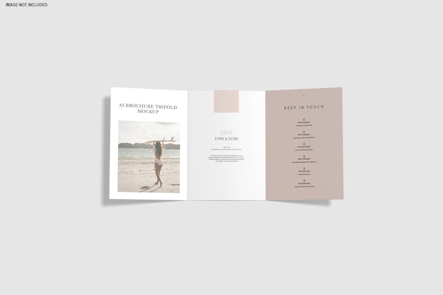 close up on trifold mockup brochure isolated