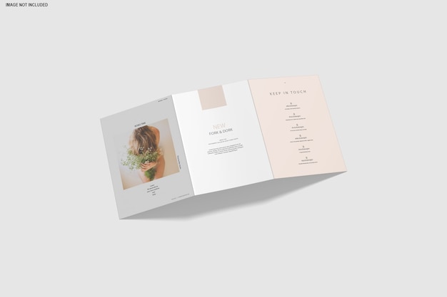 close up on trifold mockup brochure isolated