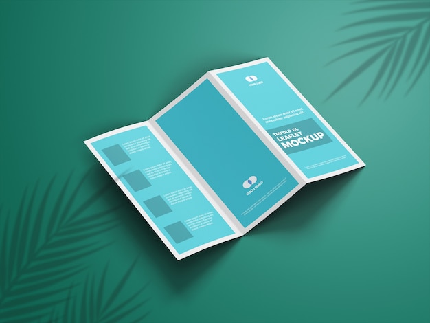 Primo piano sulla brochure mockup a tre ante