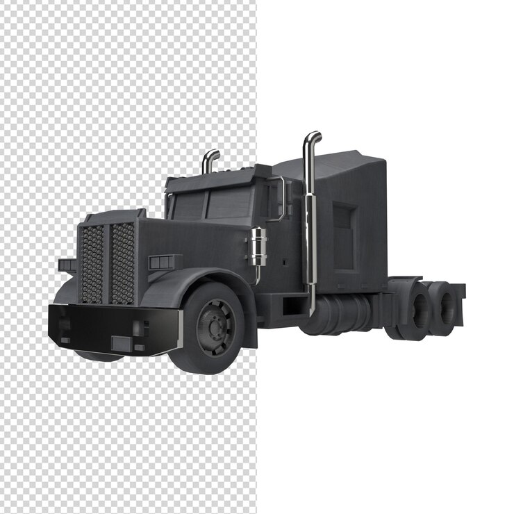 PSD close up on truck 3d isolated premium psd