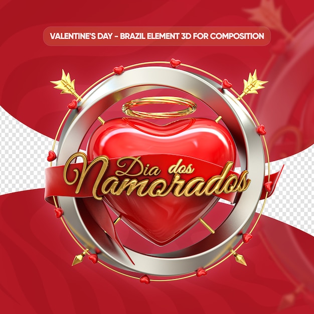 Close up on valentines day logo render isolated