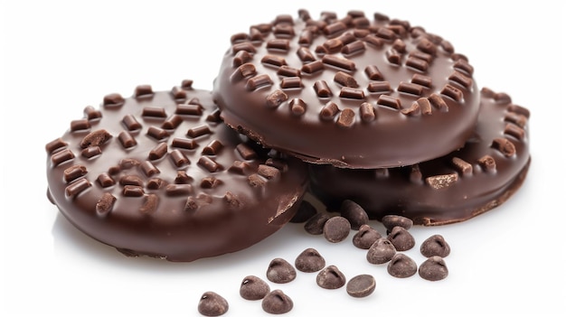 Close-up van chocoladekoekjes met sprinkles en chips
