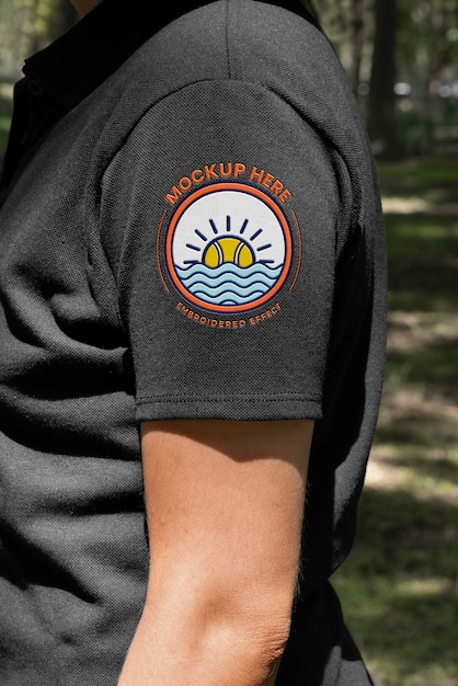 PSD close-up van de branding van het mockup voor poloshirts